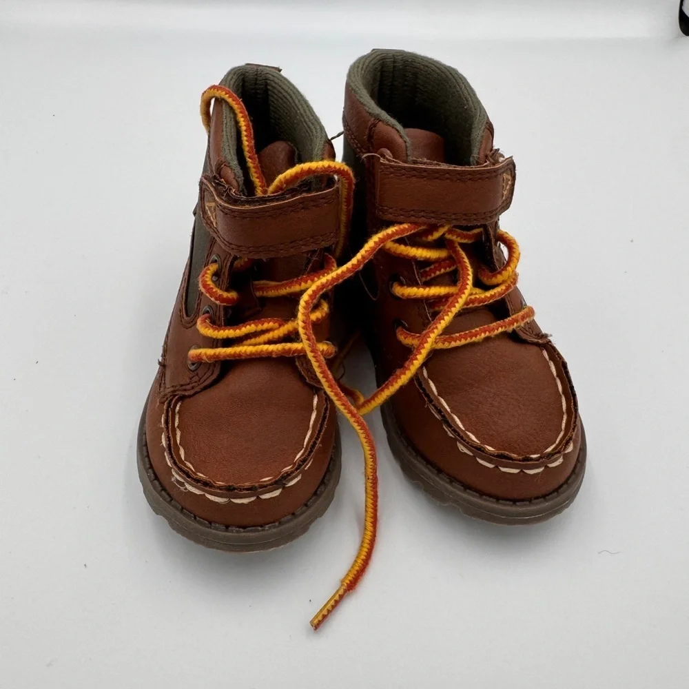 Carter's Toddler Boy Size 6 Brown High Top Boots with Gold Laces